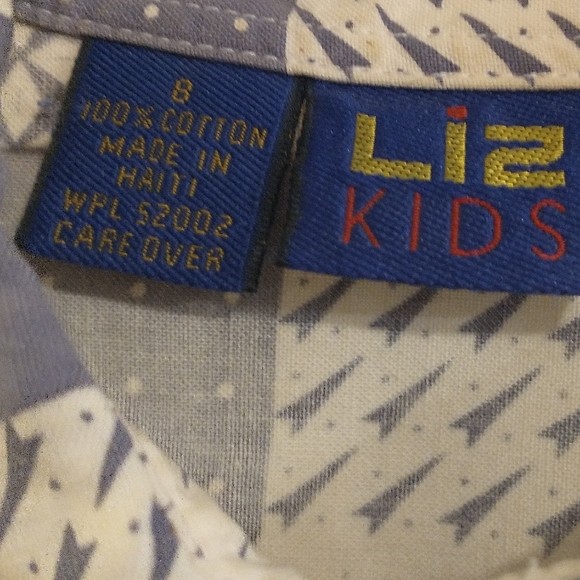Liz Claiborne Kids Size 8 Button up Grey and White Checkered Pattern Shirt. - Picture 2 of 5